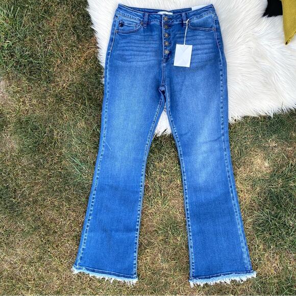 KanCan Denim - Kancan button fly raw hem high rise flare 31 NWT